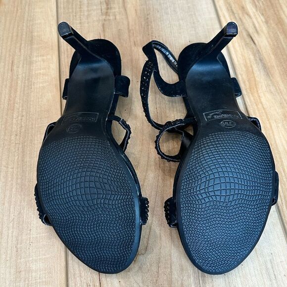 EUC Madeline Stuart 4" Black Strappy Beaded/Gem Heel-Sandal Size 7M - Picture 9 of 16